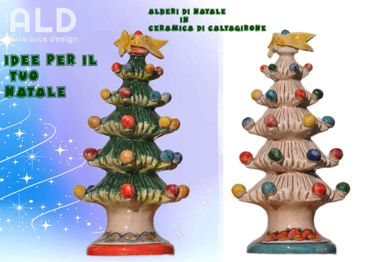 Alberello in ceramica di Caltagirone soprammobile natalizio albero decorazione natale