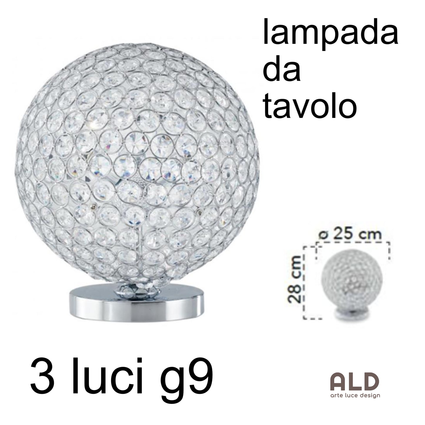 Lampada da tavolo in metallo e cristalli k9 illuminatore moderno da scrivania