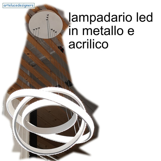 lampadario led moderno a cerchi con diffusore acrilico