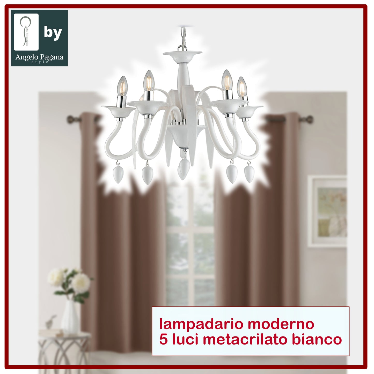 Lampadario Moderno Acrilico idea salone camera da letto 5 luci e14 vari colori