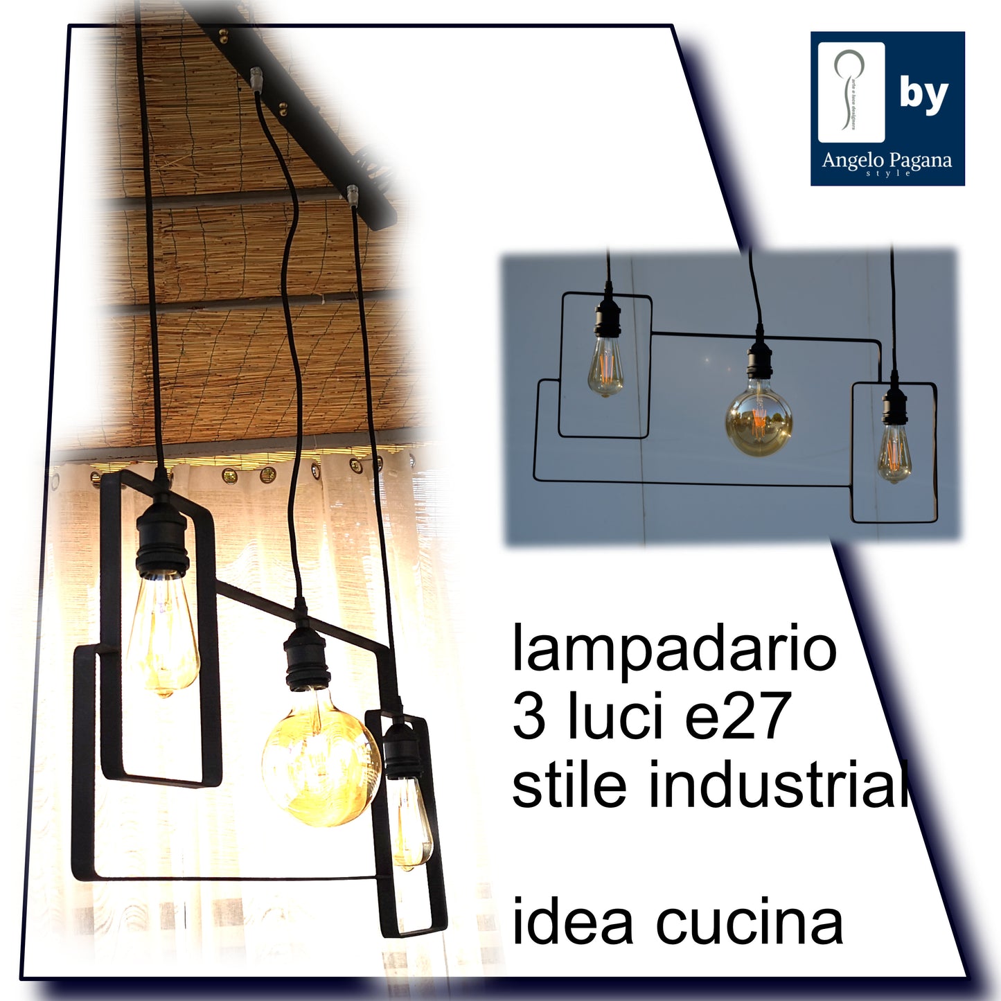 Lampadario industriale vintage sospensione industrial idea cucina taverna