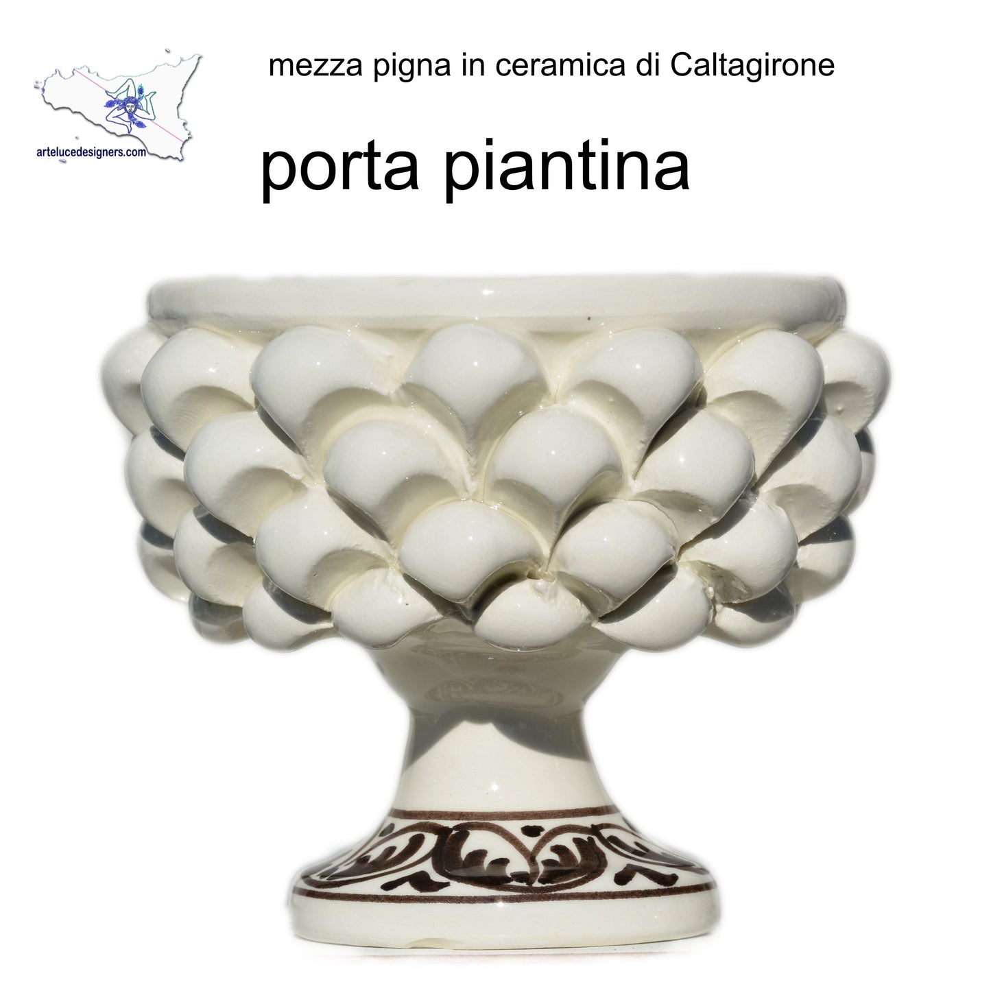 mezza pigna in ceramica di caltagirone alzata porta pianta soprammobile bagno