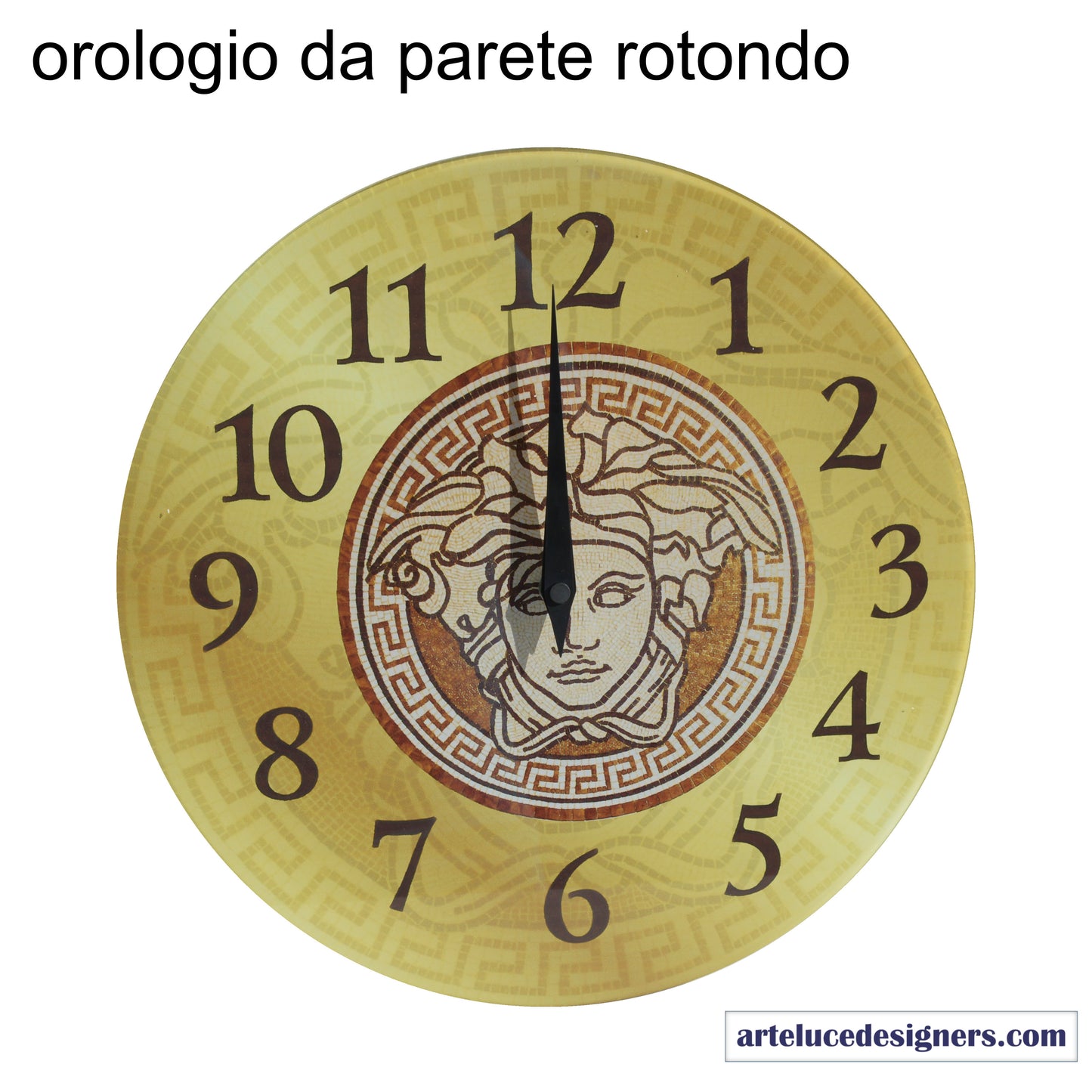 Orologio rotondo grande da parete classico moderno in vetro  soggetto medusa