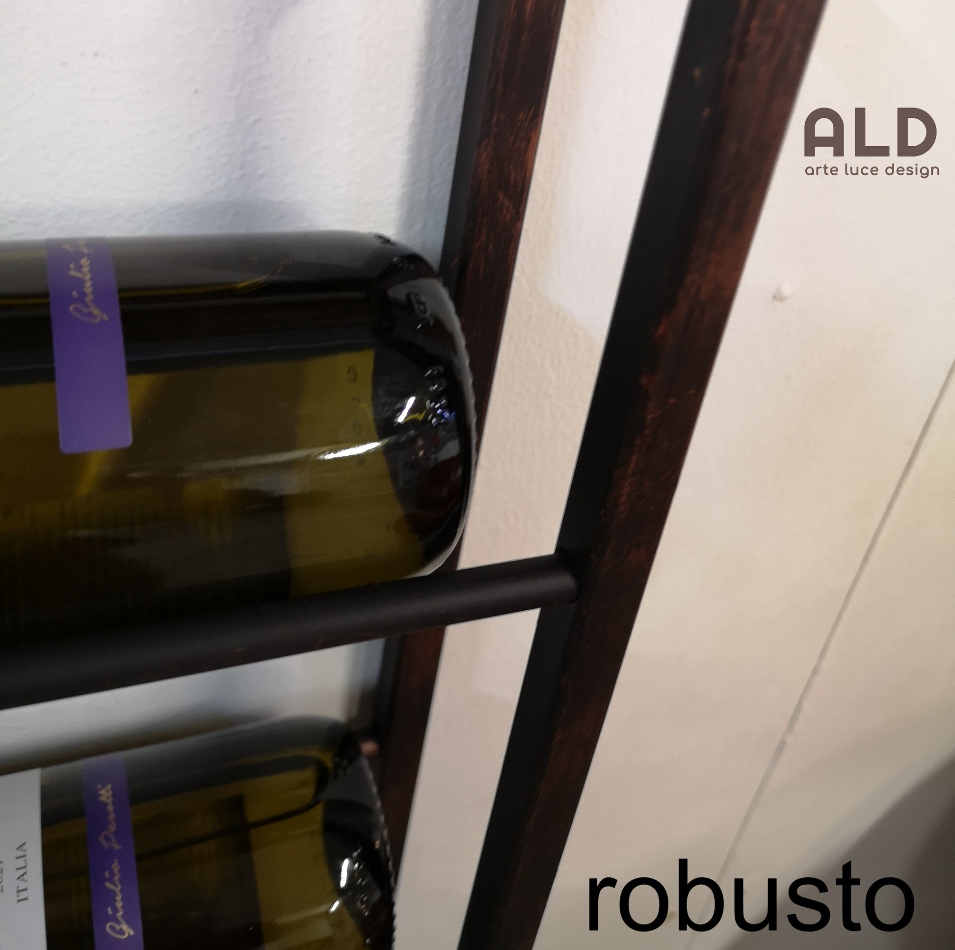 Portabottiglie Da Parete In Ferro - Design Moderno Con Porta Calici, Ideale Per Bar, Cucina O Soggiorno - Foto 5