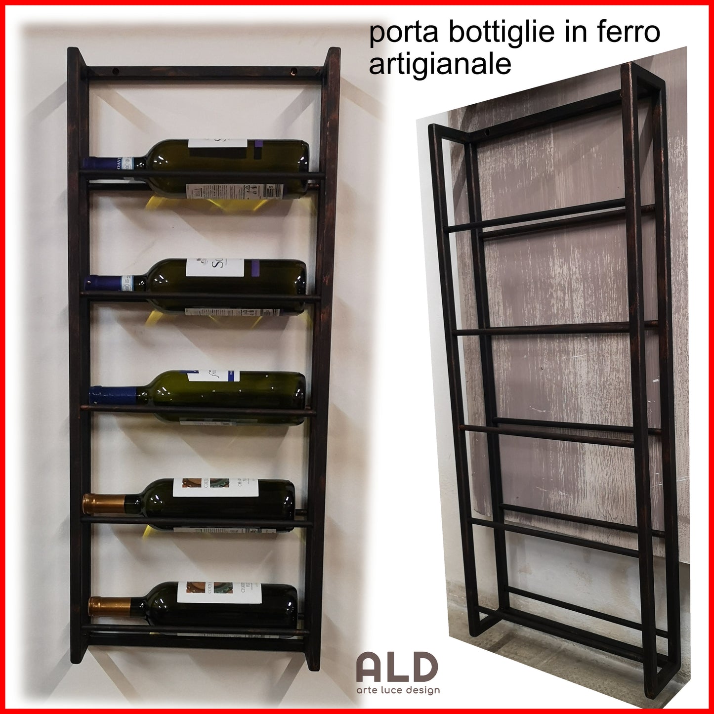 Portabottiglie da Parete Verticale in Acciaio Inox per Vino Portabottiglie da Parete Verticale in Acciaio Inox per Vino