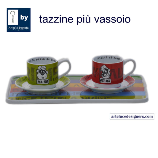 Set tazzine caffè con piattino e vassoio banda bassotti disney idea colazione